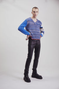 Altuzarra_Mixed Stripe V Neck Sweater-Blue Crush